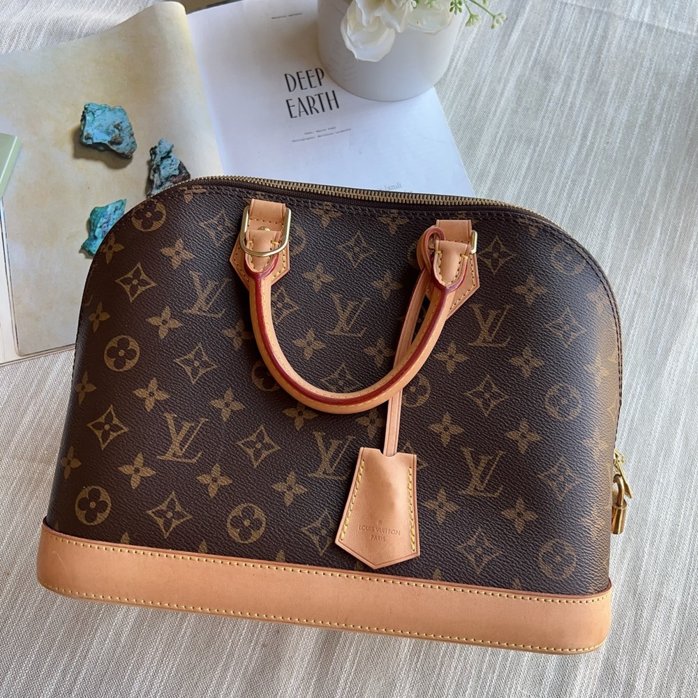 Louis Vuitton Monogram Satchel with Tan Accents